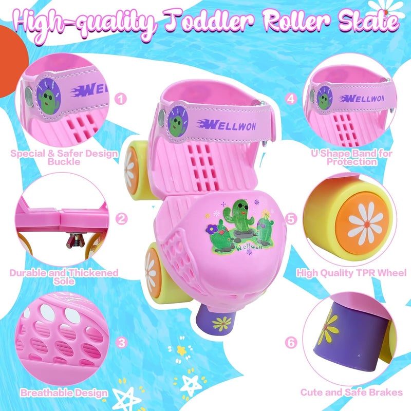 WELLWON Kids Roller Skate for Girls Boys Ages 2-5 Years Old, Adjustable Toddler Rollerskates, Children Beginner Roller Skate - Image 4
